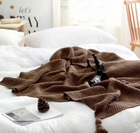 Nordic Fringe Knit Blanket